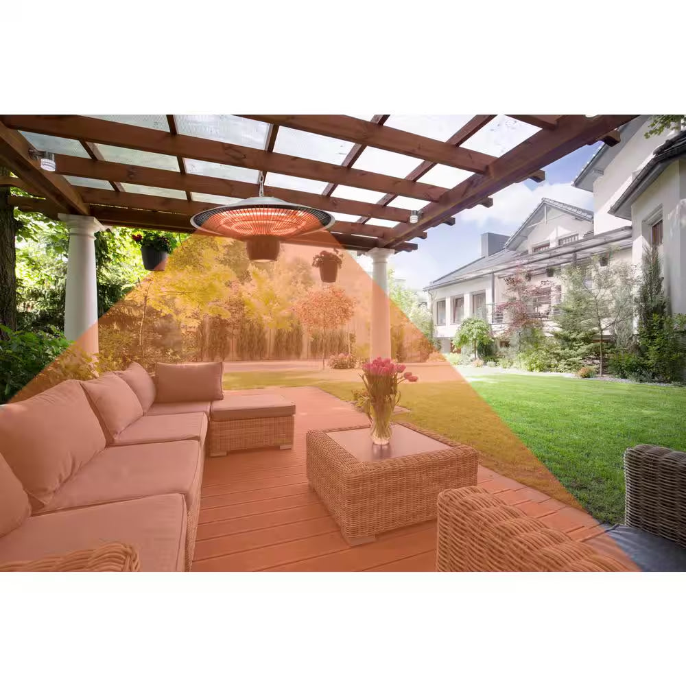 1500-Watt Infrared Hanging Electric Outdoor Heater with LED Light and Remote Control
