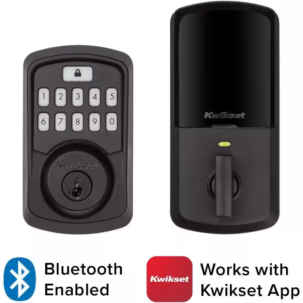 Aura Matte Black Single Cylinder Electronic Bluetooth Keypad Smart Lock Deadbolt Featuring Smartkey Security