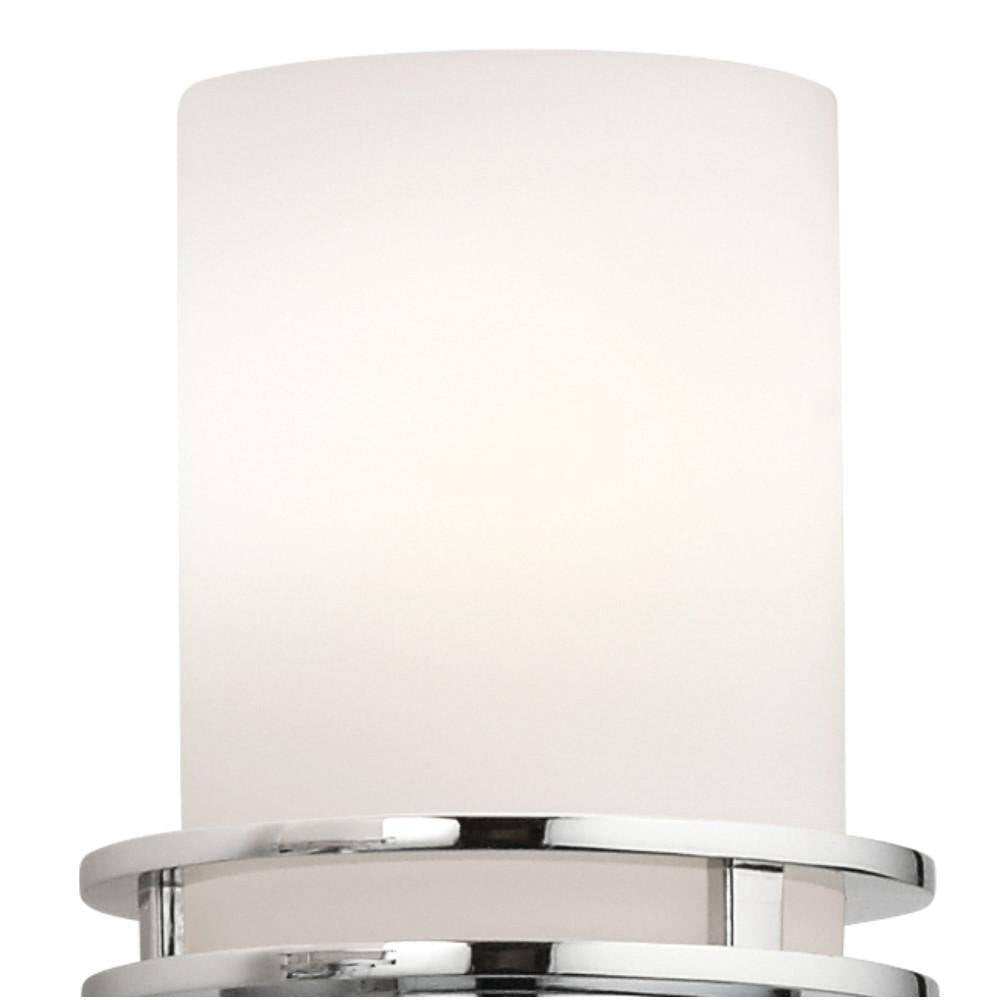 Hendrik 43 In. 5-Light Chrome Contemporary Bathroom Vanity Light with Etched Glass Shade