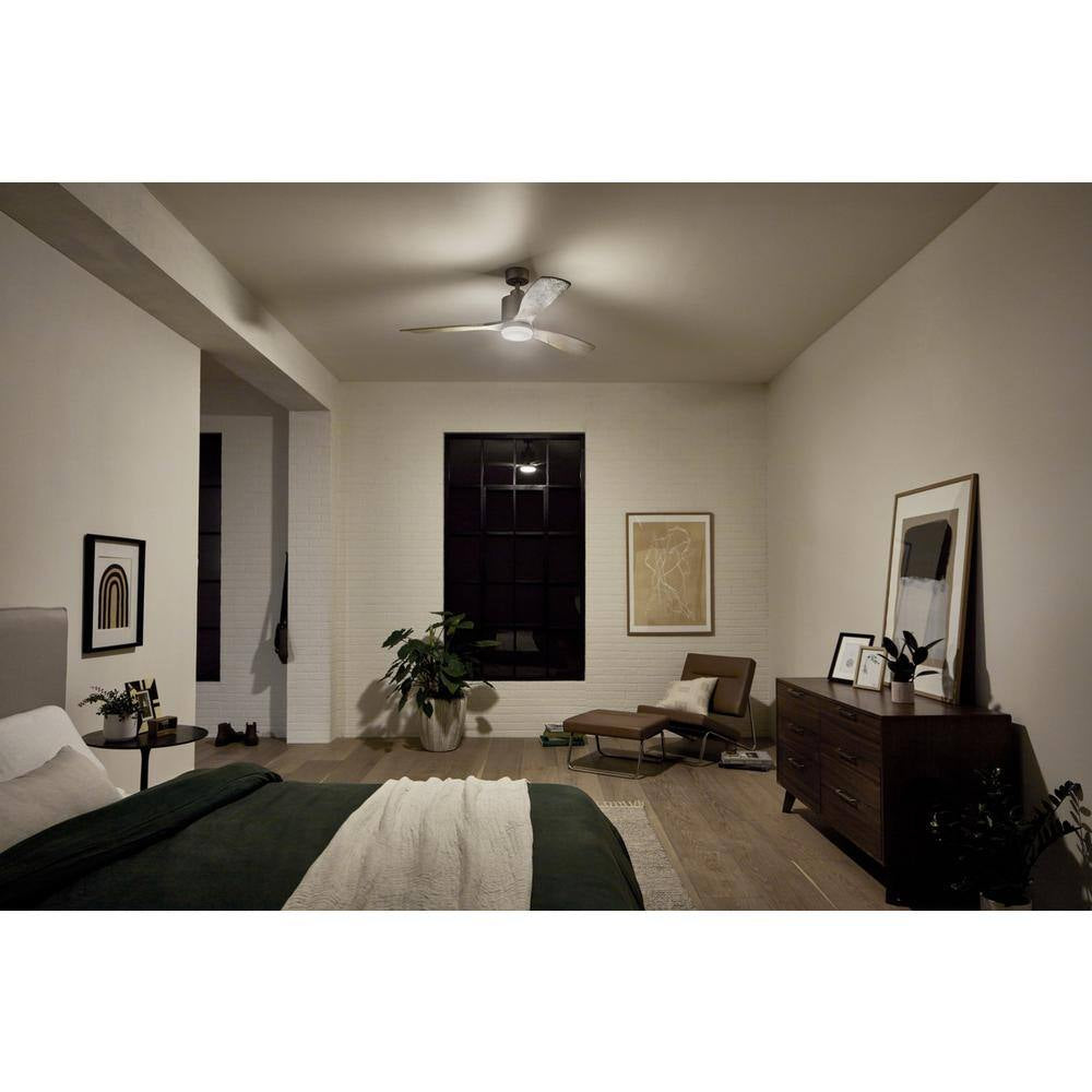 Ridley II 52 In. Indoor Antique Pewter Downrod Mount Ceiling Fan with Integrated LED with Wall Control Included