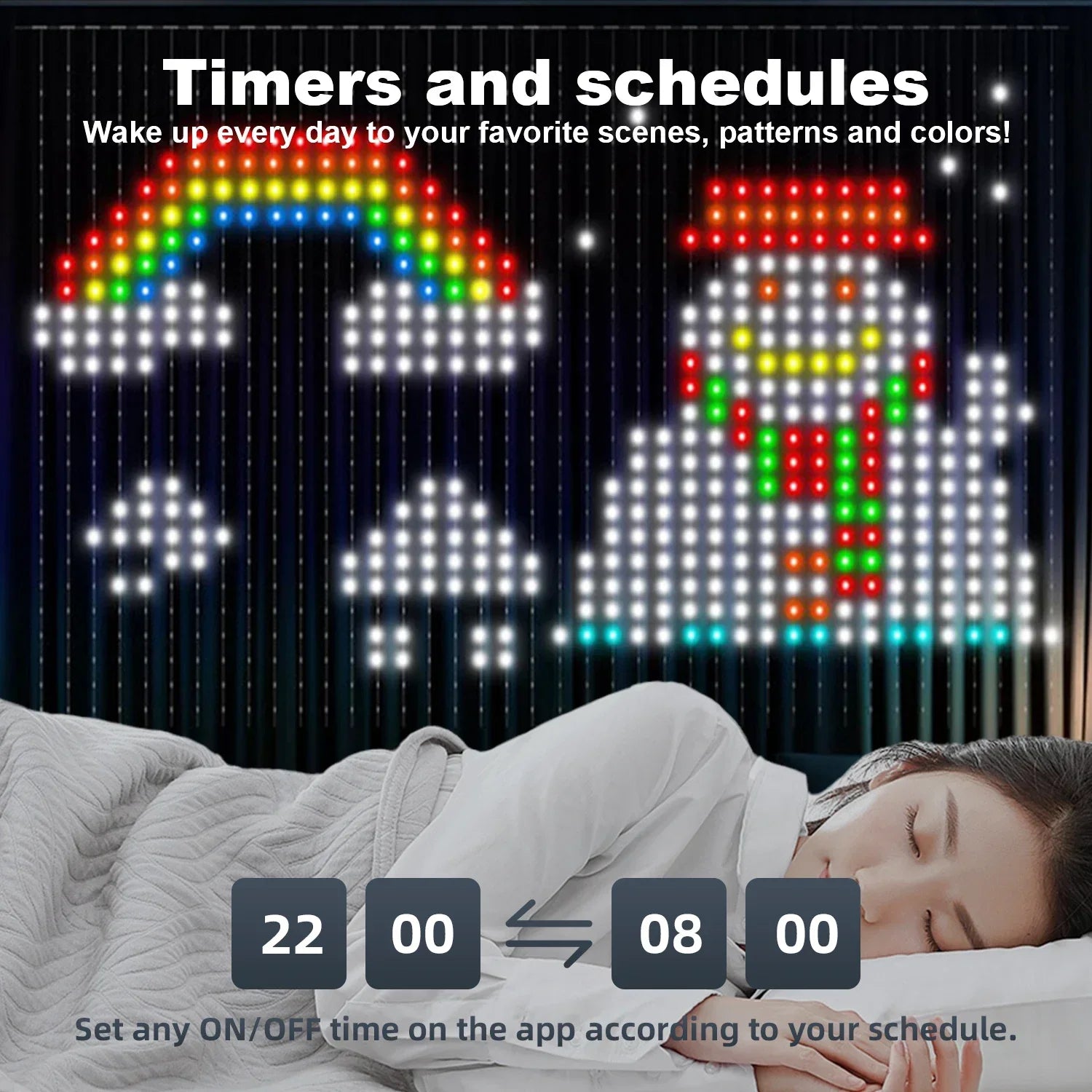 Smart LED Curtain Light APP Control RGB Dimmable DIY Pattern Music Ambient Lighting for Home Holiday Party Christmas Decoration
