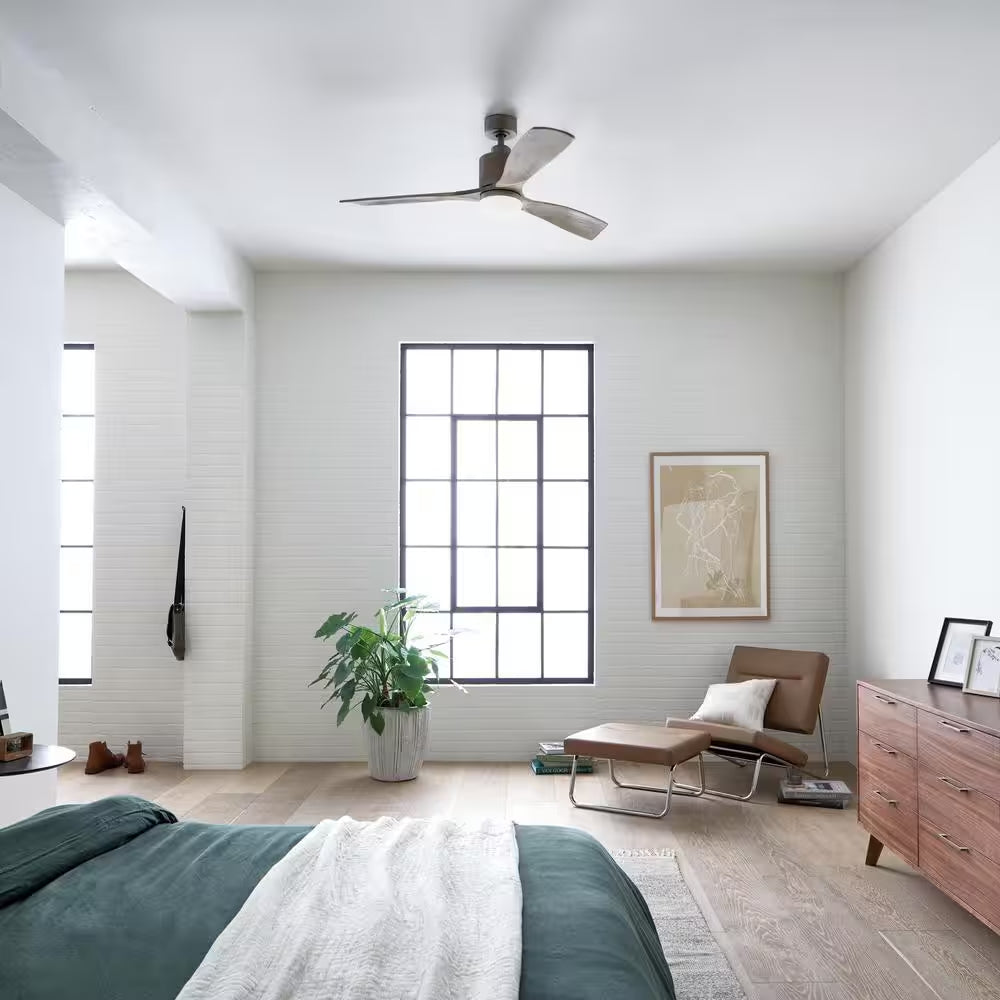 Ridley II 52 In. Indoor Antique Pewter Downrod Mount Ceiling Fan with Integrated LED with Wall Control Included