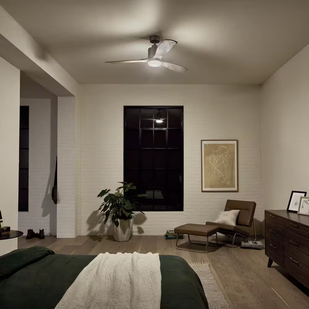 Ridley II 52 In. Indoor Antique Pewter Downrod Mount Ceiling Fan with Integrated LED with Wall Control Included