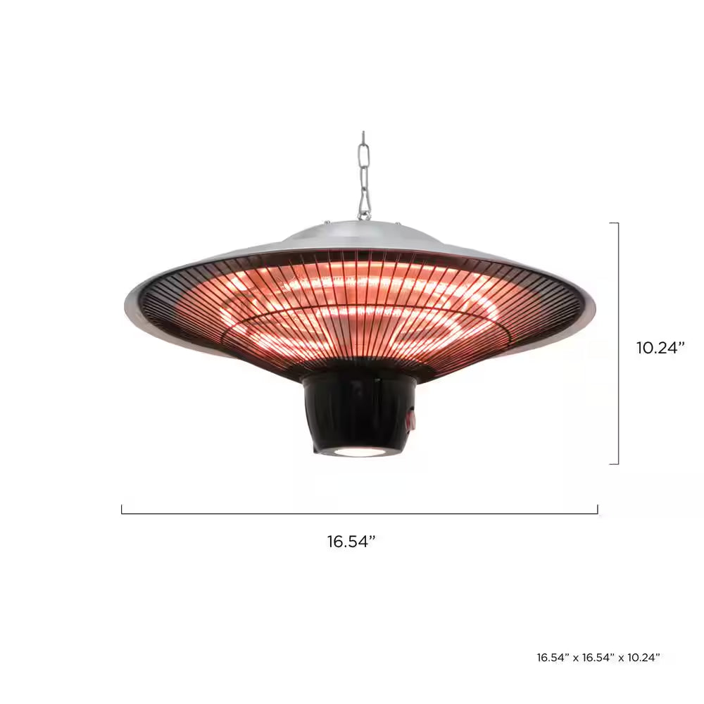 1500-Watt Infrared Hanging Electric Outdoor Heater with LED Light and Remote Control