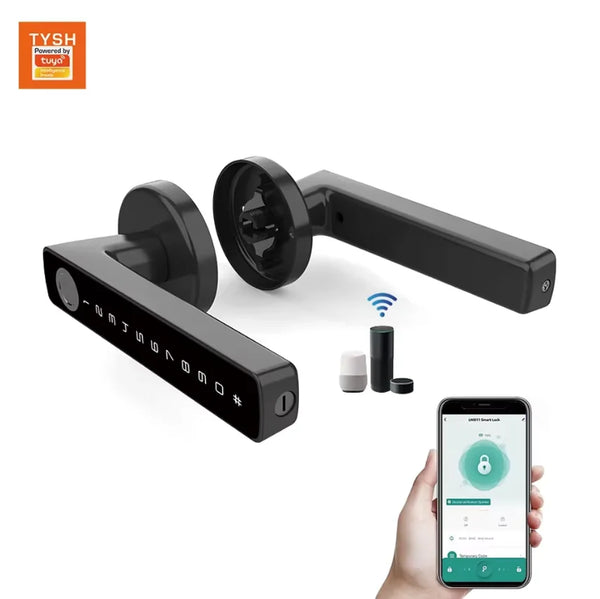 Tuya Biometric Fingerprint Password Electric Handle Door Lock Bedroom Home Wood Smart Door Lock Smart Lock