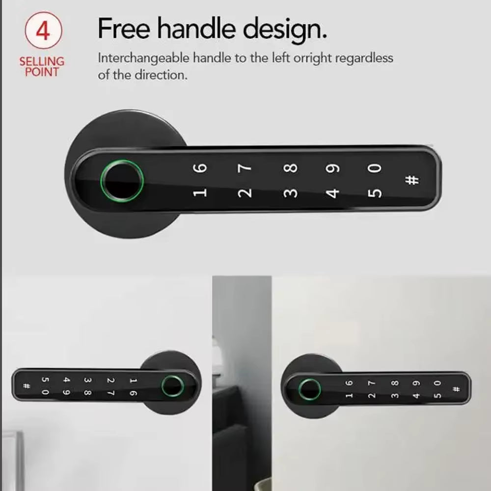 Tuya Biometric Fingerprint Password Electric Handle Door Lock Bedroom Home Wood Smart Door Lock Smart Lock
