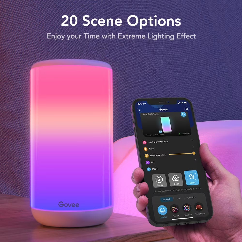 Aura Smart LED Desk Lamp, RGBIC, Dimmable, Corded Electric, 16 Million Light Colors