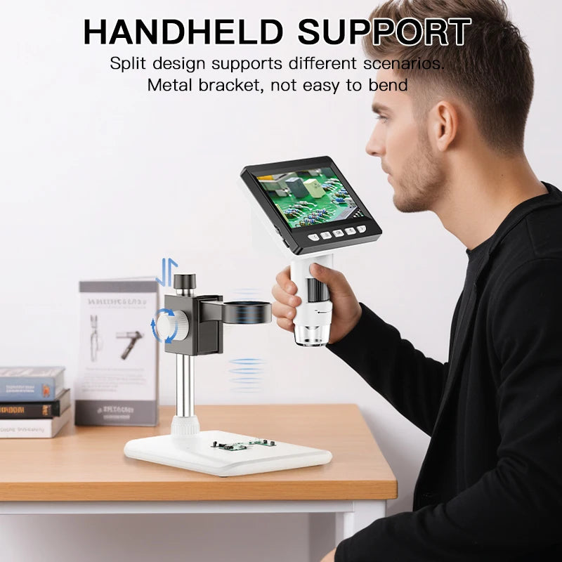 4.3 Inch Digital Microscope 1080P 50-1000X Coin Microscopio 2000Mah Soldering Microscope for Electronics Repair PCB PC Laptop