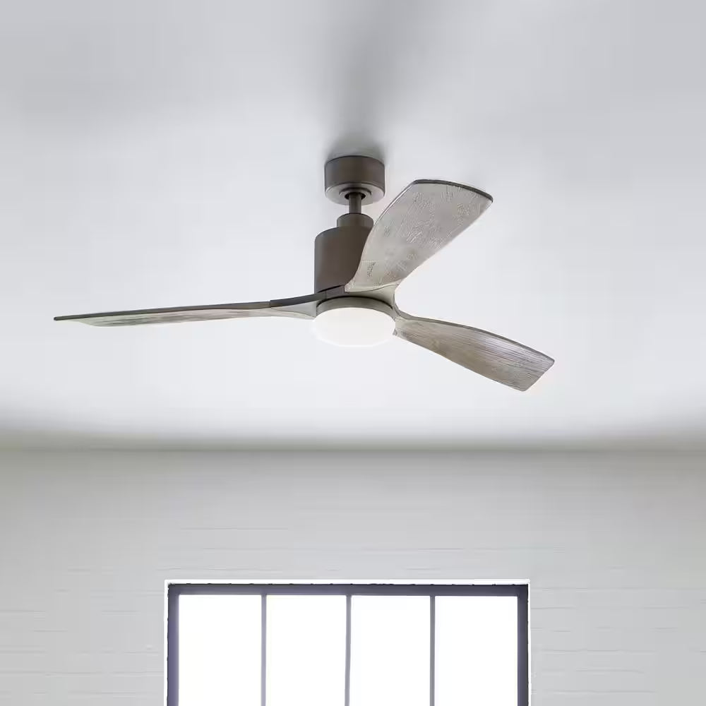 Ridley II 52 In. Indoor Antique Pewter Downrod Mount Ceiling Fan with Integrated LED with Wall Control Included