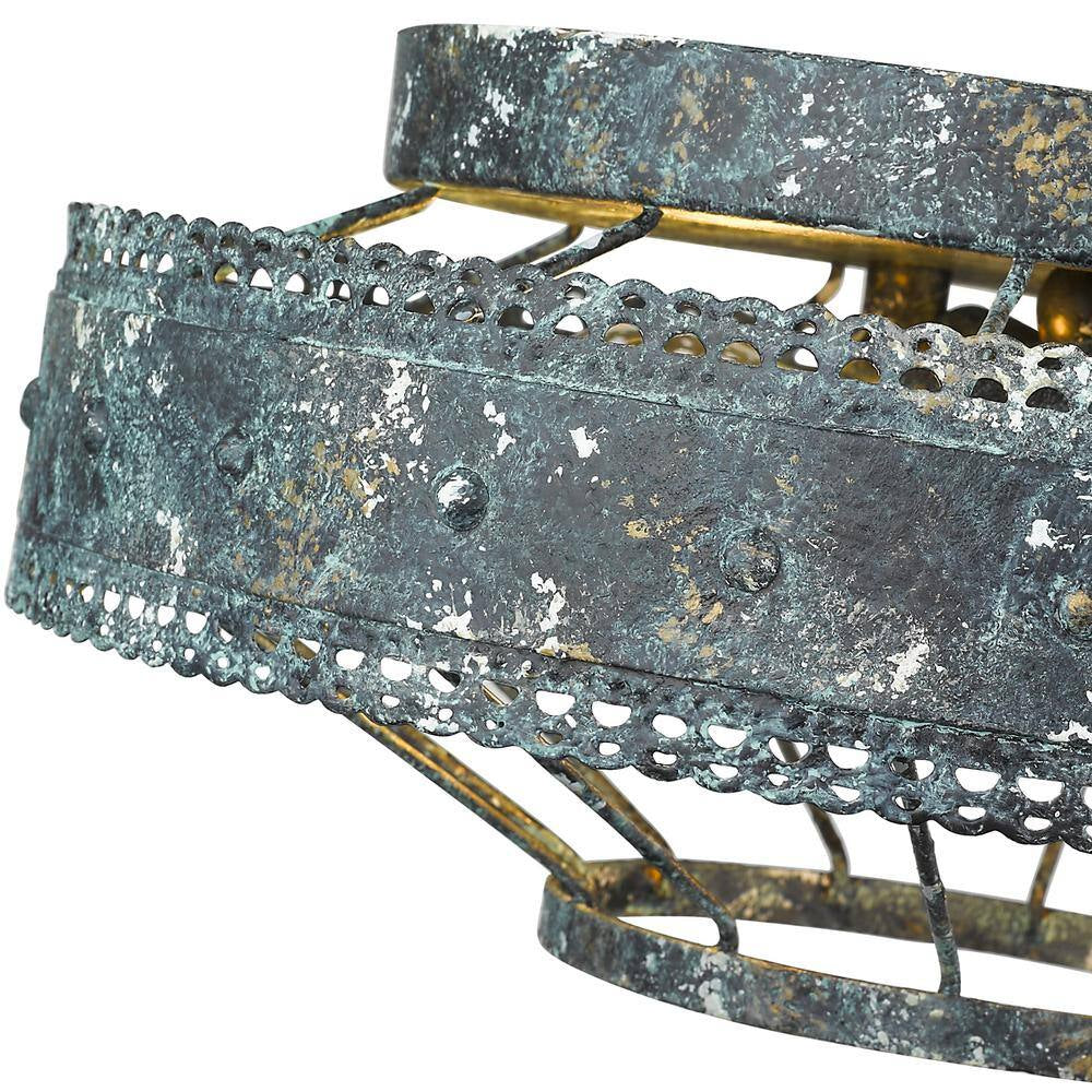 Ferris 2-Light Blue Verde Patina Flush Mount