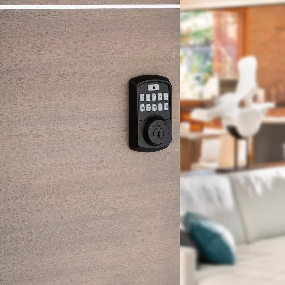 Aura Matte Black Single Cylinder Electronic Bluetooth Keypad Smart Lock Deadbolt Featuring Smartkey Security