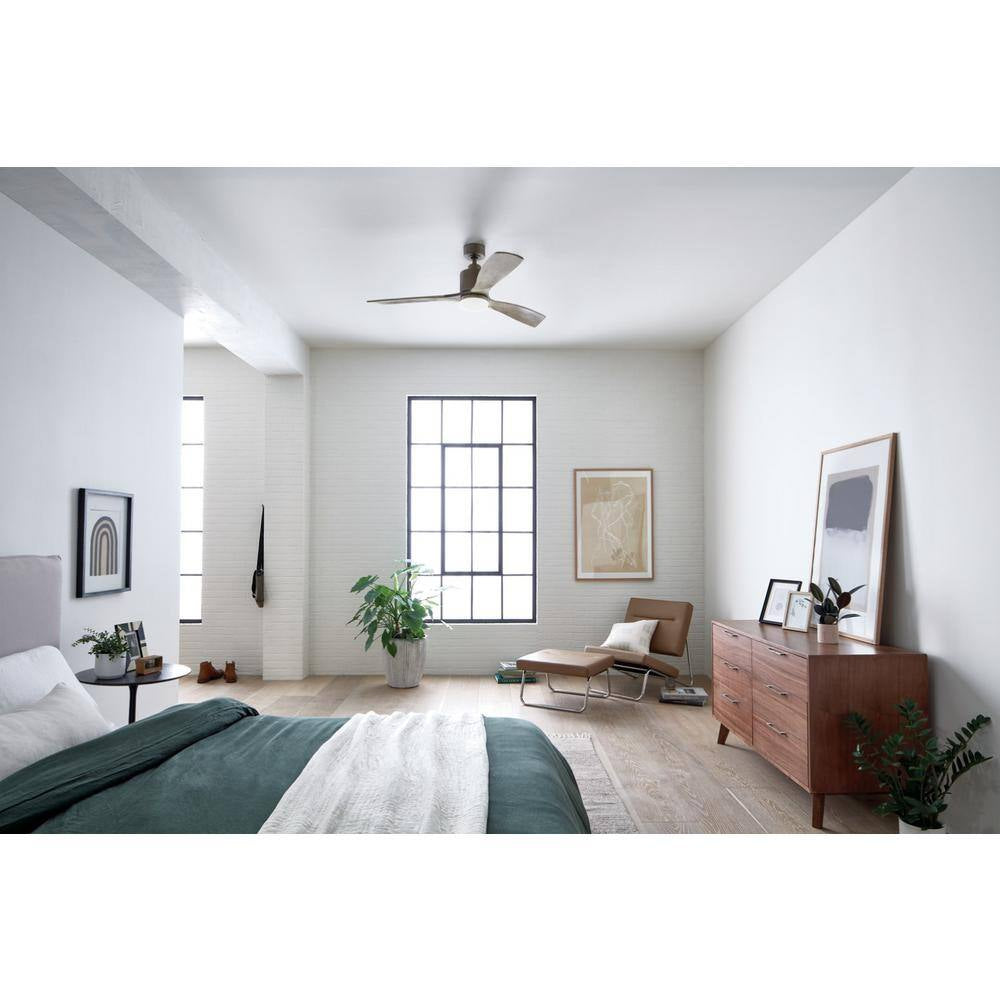 Ridley II 52 In. Indoor Antique Pewter Downrod Mount Ceiling Fan with Integrated LED with Wall Control Included