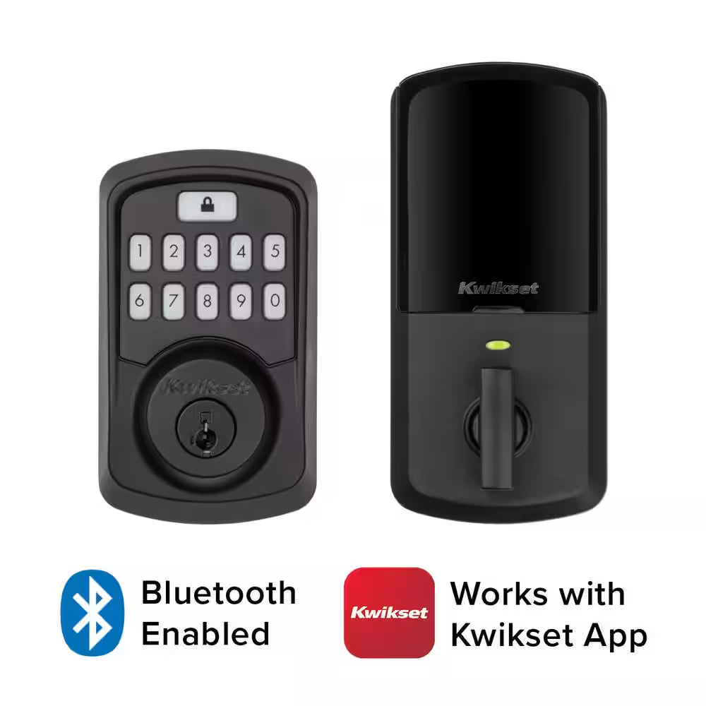 Aura Matte Black Single Cylinder Electronic Bluetooth Keypad Smart Lock Deadbolt Featuring Smartkey Security