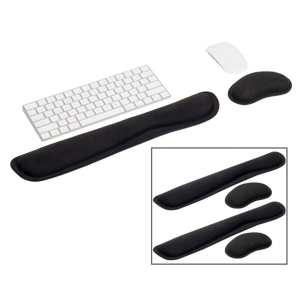 3 In. Black Memory Foam Ergonomic Keyboard and Mouse Wrist Rest Sets