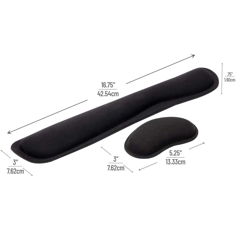 3 In. Black Memory Foam Ergonomic Keyboard and Mouse Wrist Rest Sets