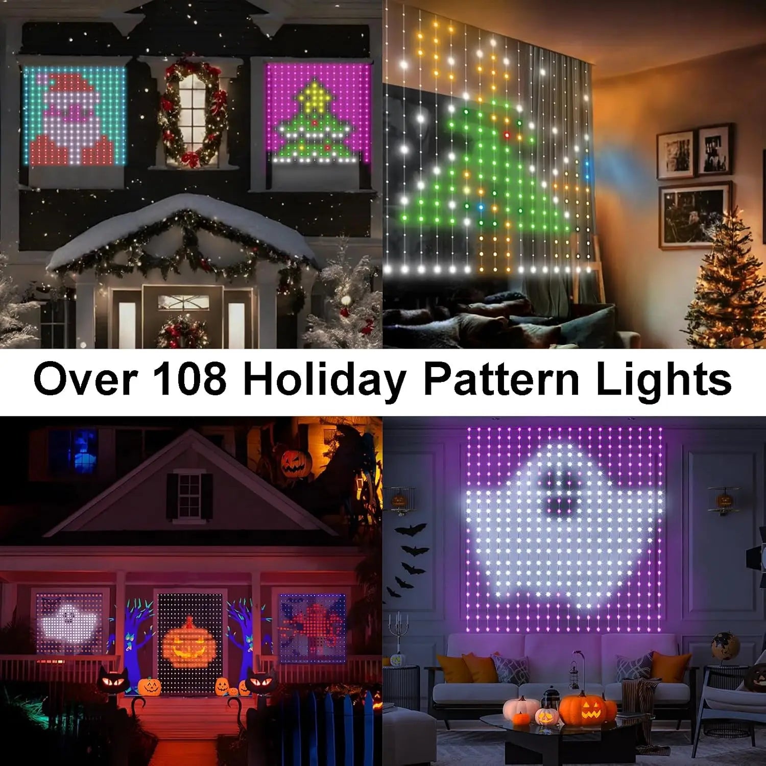 Smart LED Curtain Light APP Control RGB Dimmable DIY Pattern Music Ambient Lighting for Home Holiday Party Christmas Decoration