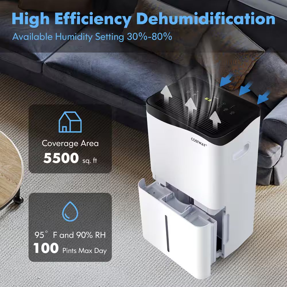 100-Pint Dehumidifier for Home & Basements W/Smart App& Alexa Control