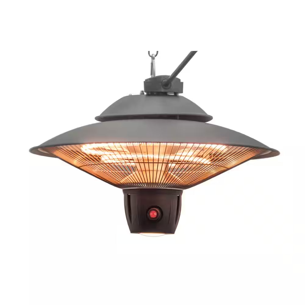 1500-Watt Infrared Hanging Electric Outdoor Heater with LED Light and Remote Control