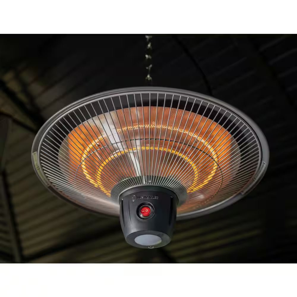 1500-Watt Infrared Hanging Electric Outdoor Heater with LED Light and Remote Control