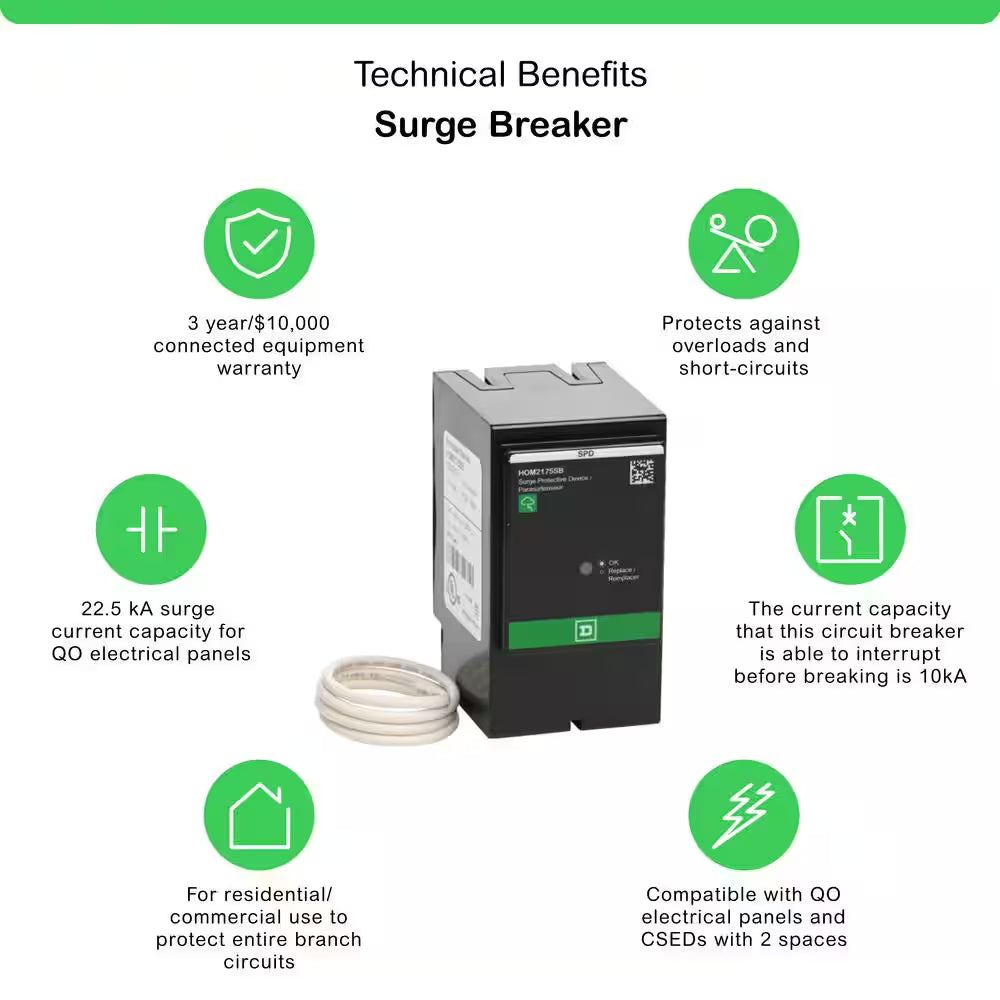 25Ka 2-Pole Whole Home Surge Protection Device for  Homeline Load Centers (HOM2175SB)
